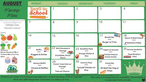 Marengo Ranch August Menu